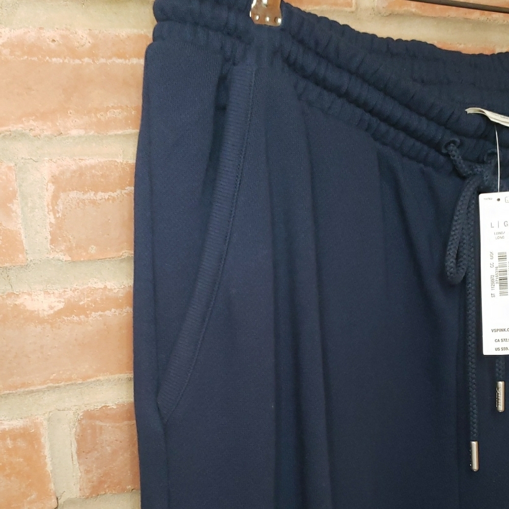 NWT TALL girl Friendly PINK Victoria's Secret Navy Drawstring Pants - Picture 8 of 17